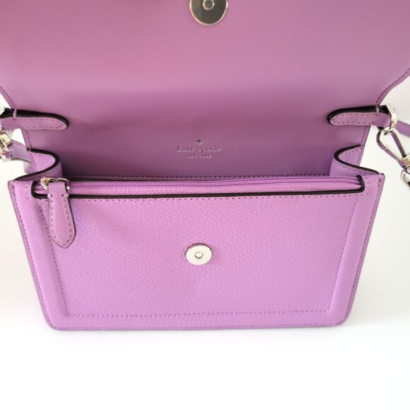 Kate Spade KM611 Knot Pebbled Leather Mini Flap Crossbody Handbag Wisteria - Picture 7 of 8